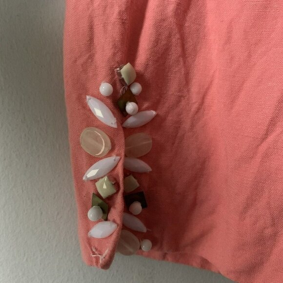 Ruby Rd Linen Blend Coral Cropped Pants Size 14 - Picture 2 of 5